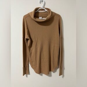 Aritzia TNA Waffle Brown Oversized Mockneck Turtleneck Sweater Dress Long Sleeve